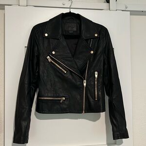 Blank NYC black faux leather jacket M with gold hardware